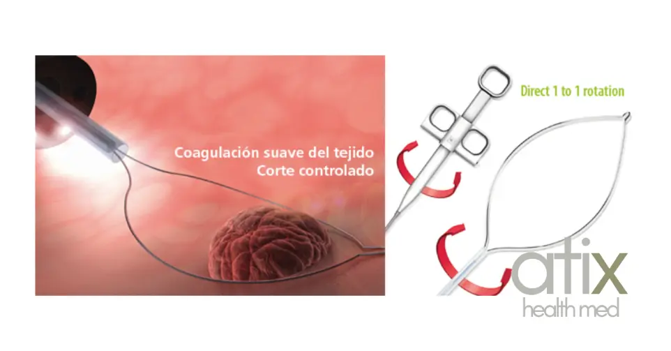 "Asa Rotable Desechable Alton Medical para Polipectomía en Colonoscopia" Alton Asa de polipectomía ROTABLE con o sin alta frecuencia para colonoscopia, diseñada para la resección precisa y segura de pólipos en procedimientos endoscópicos.