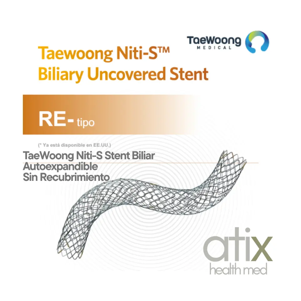Stent biliar Niti-S TaeWoong sin recubrimiento autoexpandible 10mm x 7cm