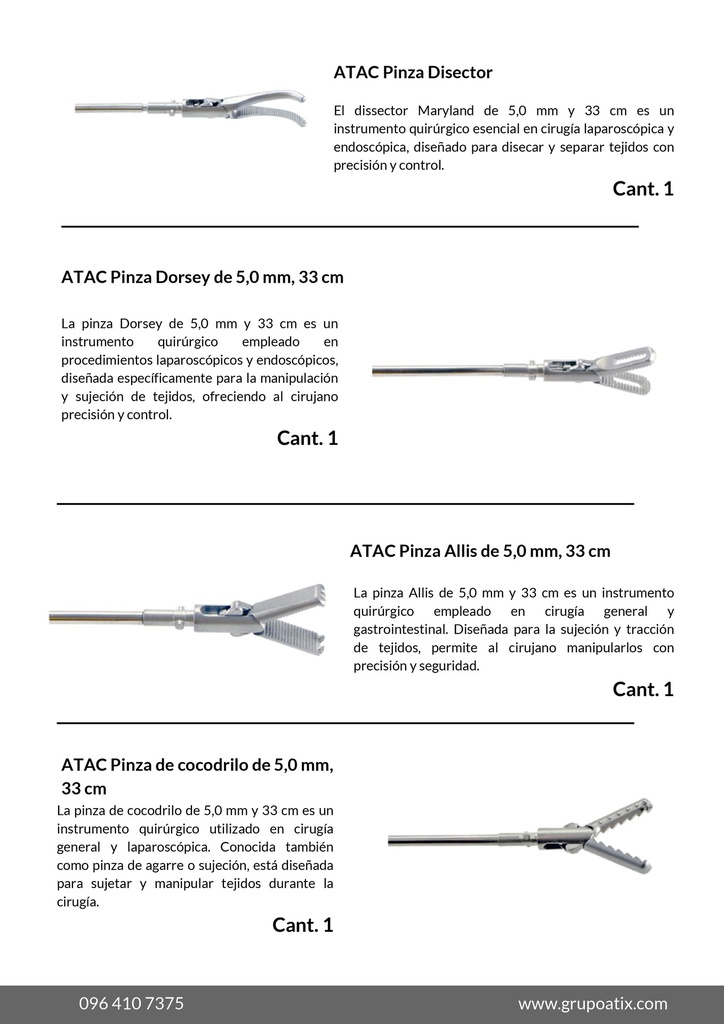 ATAC kit completo de LaparoscopÍa General, con Aplicadores de clip de Titanio