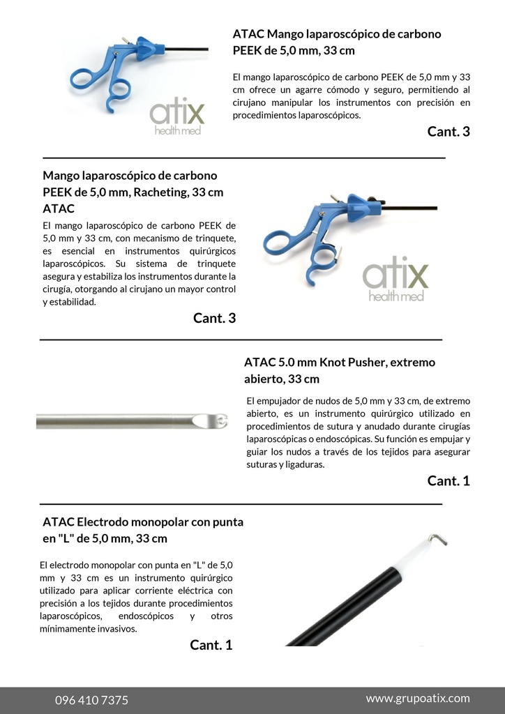 ATAC kit completo de LaparoscopÍa General, con Aplicadores de clip de Titanio