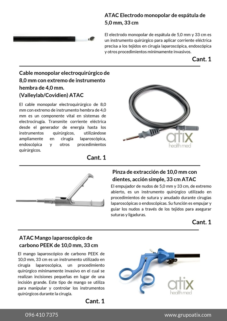 ATAC kit completo de LaparoscopÍa General, con Aplicadores de clip de Titanio