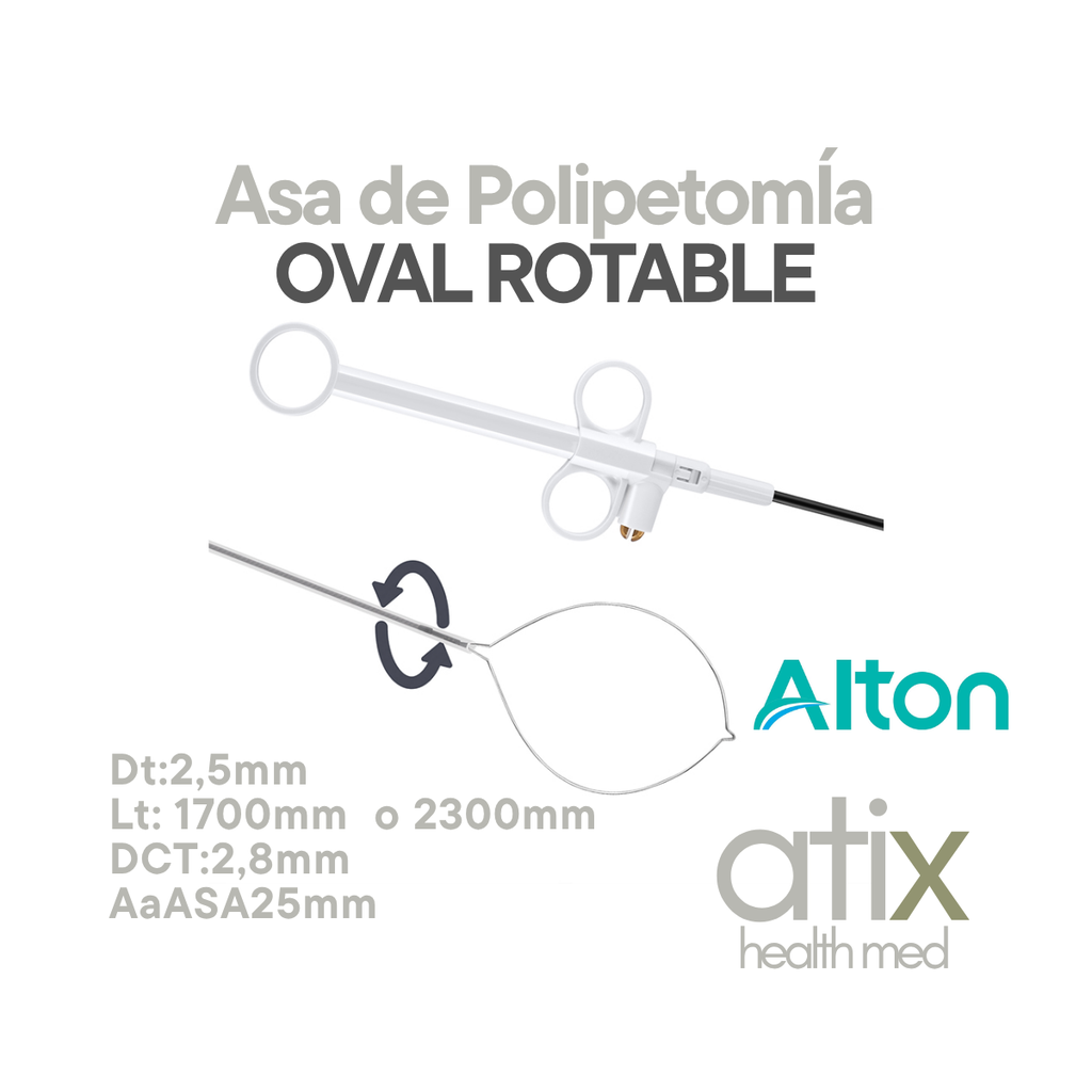 Alton Asa de Polipectomía OVAL ROTABLE para uso CON ALTA FRECUENCIA con lazo trenzado