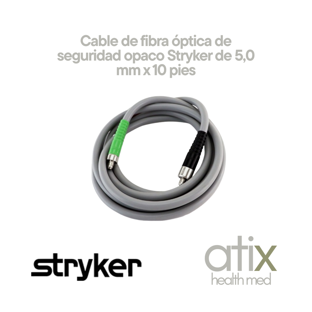 Stryker Cable de fibra óptica de seguridad opaco de 5,0 mm x 10 pies